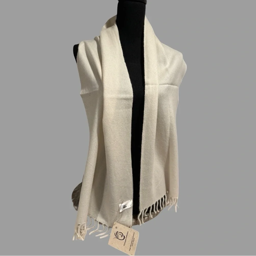 100% Pure 4-Ply Chyangra Pashmina Cashmere Scarf Handmade Nepal COA NWT - SAND